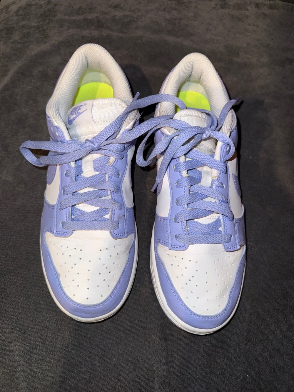 Nike Kids Lavender and White Low-Top Sneakers with Neon Accents